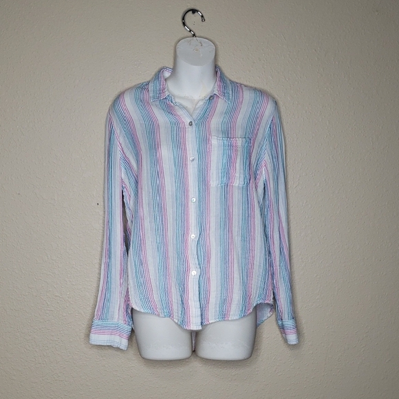 Rails Womens Ellis Iris Stripe Button Up Shirt Size S Cotton Quiet Luxury Preppy - Picture 1 of 15